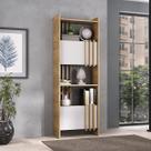 Estante para Livros Arbos 2 Portas 6 Prateleiras Ripado Olmo/Branco - Artany Estante para Livros Arbos 2 Portas 6 Prateleiras Ripado Olmo/Branco - Artany