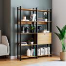 Estante para Livros Barcelos 1 Porta 8 Prateleiras Mel/Preto - Pnr Móveis