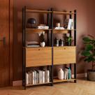 Estante para Livros Barcelos 2 Portas 6 Prateleiras Mel/Preto - Pnr Móveis Estante para Livros Barcelos 2 Portas 6 Prateleiras Mel/Preto - Pnr Móveis