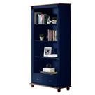 Estante para Livros de Madeira com 3 Prateleiras 1 Gaveta e Pés Torneados - Azul Bic com tampo e base Imbuia Glazer Estante para Livros de Madeira com 3 Prateleiras 1 Gaveta e Pés Torneados - Azul Bic com tampo e base Imbuia Glazer