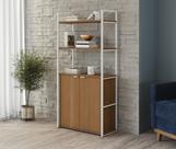 Estante para Livros Estilo Industrial LI041 Kappesberg cor Canela e Branco