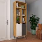 Estante para Livros Estocolmo 2 Portas Carvalho/Grafitte/Branco - Artely Móveis Estante para Livros Estocolmo 2 Portas Carvalho/Grafitte/Branco - Artely Móveis