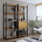 Estante para Livros Industrial 1 Porta 8 Prateleiras Mel/Preto - Panorama Móveis
