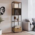 Estante para Livros Industrial Retrô Alta 1 Porta 1 Gaveta Madeira/Aço 180x46,5cm York