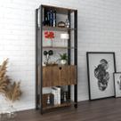 Estante para Livros Match 1 Porta Basculante 3 Prateleiras Pinho/Preto - Pnr Móveis