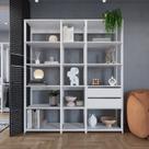 Estante para Livros Modular 3 Peças com 2 Gavetas e 14 Nichos Easy