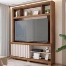 Estante para TV Até 55 Polegadas 1 Porta com Ripado Cinne Nogueira San Remo/Off White - Caemmun Estante para TV Até 55 Polegadas 1 Porta com Ripado Cinne Nogueira San Remo/Off White - Caemmun