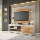 Estante para TV Até 55 Polegadas Miles 2 Gavetas 5 Prateleiras Off White/Mel