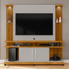 Estante para TV Até 60 Polegadas Meyer com Led 2 Portas Ripado Naturalle/Off-White - Pnr Móveis