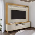 Estante para TV Até 70 Polegadas Jena 3 Portas com Led Tauari/Off White Fosco - Pnr Móveis