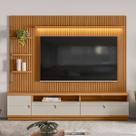 Estante para TV Até 75 Polegadas Colina 1 Porta com Led Nature/Off White - Pnr Móveis