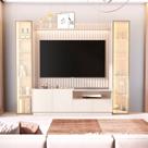 Estante para TV até 75 Polegadas Ripado LED Vidro Reflecta 2 Torres com Porta 100% MDF 219CMX259CM Vitoria Regia Yescasa Off White