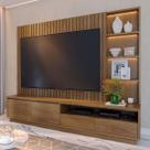 Estante para TV Até 82 Polegadas Cancun 4 Gavetas com Led Ripado Amêndoa - Colibri Estante para TV Até 82 Polegadas Cancun 4 Gavetas com Led Ripado Amêndoa - Colibri