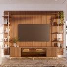 Estante para TV até 85 Polegadas Vidro Reflecta com Prateleiras 100% MDF com Led Neon Float 291cm Estante para TV até 85 Polegadas Vidro Reflecta com Prateleiras 100% MDF com Led Neon Float 291cm