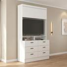 Estante Para TV E Home Theater Até 42 Polegadas 1 Porta 6 Gavetas Viena Branco Yescasa
