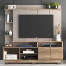 Estante para TV e Home Theater até 65 Polegadas 178,6cmx183cm Marmorizado 2 Portas Ripadas Cristalo Bege Carvalho Oak/Petra Estante para TV e Home Theater até 65 Polegadas 178,6cmx183cm Marmorizado 2 Portas Ripadas Cristalo Bege Carvalho Oak/Petra