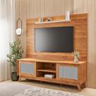 Estante para TV e Home Theater até 65 Polegadas 180,5cmx180cm Portas 2 Prateleiras Orion Bege Mel/Off White