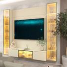 Estante para TV e Home Theater até 65 Polegadas com LED com Vidro Reflecta 100% MDF 226,4cmx217,6cm Led e Porta Luminare Estante para TV e Home Theater até 65 Polegadas com LED com Vidro Reflecta 100% MDF 226,4cmx217,6cm Led e Porta Luminare