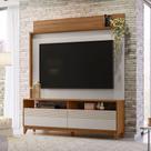 Estante para TV e Home Theater até 70 Polegadas 160cmx185,3cm Pés em Madeira Maciça Nt 1300 Marrom Freijó Trend/Off White Tx