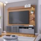 Estante para TV e Home Theater até 70 Polegadas com 200cmx188cm Led 1 Porta Campeche Marrom Freijó/Cinza