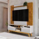 Estante para TV e Home Theater até 75 Polegadas 180cmx197cm Pés em Madeira Maciça Atalaia X Marrom Naturalle/Off-White Estante para TV e Home Theater até 75 Polegadas 180cmx197cm Pés em Madeira Maciça Atalaia X Marrom Naturalle/Off-White