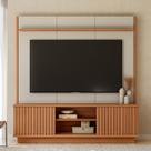 Estante para TV e Home Theater até 75 Polegadas MDF 180cmx186cm Ravenna Linea Brasil Bege Canela/Off White Fosco