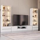 Estante para TV e Home Theater até 84 Polegadas 100% MDF 340cmx200cm 2 Cristaleiras com Led Liz YesCasa Branco