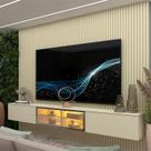 Estante para TV e Home Theater até 84 Polegadas com 100% MDF 218cmx250cm Led Supremo Luminare Bege Off White