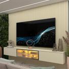 Estante para TV e Home Theater até 84 Polegadas com 100% MDF 218cmx250cm Led Supremo Luminare Bege Off White