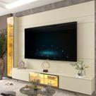 Estante para TV e Home Theater até 84 Polegadas com LED com Vidro Reflecta 100% MDF 255,2CMX217,6cm LED e Porta Luminare Estante para TV e Home Theater até 84 Polegadas com LED com Vidro Reflecta 100% MDF 255,2CMX217,6cm LED e Porta Luminare
