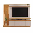 Estante para TV e Home Theater Ripado para TV até 65 Polegadas com LED 200cmx189cm Led 4 Portas Cinamomo Off White
