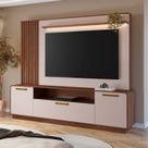 Estante para TV e Home Theater Ripado para TV até 65 Polegadas MDF 200cmx185cm 65" Detalhes Curvos e Ripados