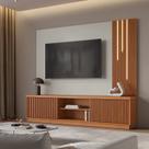 Estante para TV e Home Theater Ripado para TV até 75 Polegadas com LED 100% MDF 220cmx190,5cm com Led Cascata 2 Portas Valencia New