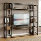 Estante para TV Modular Industrial em Ferro com MDF 213x185cm Paris Freijó/ Preto