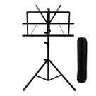 Estante partitura dobravel preta pedestal de ferro com bag Estante partitura dobravel preta pedestal de ferro com bag