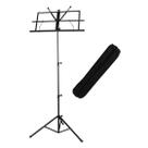 Estante partitura dobravel preta pedestal resistente com bag