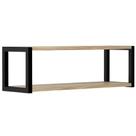 Estante Prateleira Parede Industrial Berlin 2 Andares 20x20x60cm MDF Madeira Nogueira Metalão Prat-k