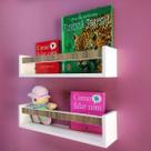 Estante Revisteiro de Parede Prateleira Para Livros Quarto de Criança Mdf 2un 55cm
