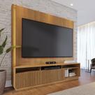 Estante Ripado Home Theater para Tv até 75 Polegadas com Led 2 Portas Jordão