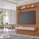 Estante Ripado para Tv 65 Polegadas Cinamomo/ Off White