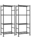 Estante Sakugi 2 unidades, organizador metálico de 4 níveis, 46 x 31 x 112 cm, preto