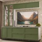 Estante Sala de Estar com Rack + Cristaleira 230cm Branco/Verde Vik Madesa 01 Estante Sala de Estar com Rack + Cristaleira 230cm Branco/Verde Vik Madesa 01