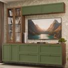 Estante Sala de Estar com Rack + Cristaleira 230cm Rustic/Verde/Rustic Vik Madesa 02 Estante Sala de Estar com Rack + Cristaleira 230cm Rustic/Verde/Rustic Vik Madesa 02
