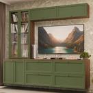 Estante Sala De Estar Com Rack + Cristaleira 230cm Vik Madesa 01 Rustic-verde Estante Sala De Estar Com Rack + Cristaleira 230cm Vik Madesa 01 Rustic-verde