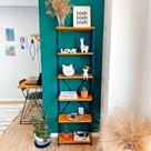 Estante Torre Industrial de Ferro e Madeira Slim 6 Prateleiras Carvalho e Preto Estante Torre Industrial de Ferro e Madeira Slim 6 Prateleiras Carvalho e Preto