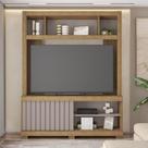 Estante Tv 60 Pol 160cm Sala De Estar Ravik C01 - D'rossi Cor Bege Amarelado/cinza