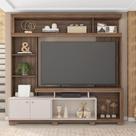 Estante TV 70 Pol 210cm Sala de Estar Mirel Nogueira/Off White C01 - D'Rossi