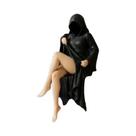 Estátua 3D De Halloween De Rainha Gótica Com Túnica Preta, Figura De Fantasma Sentada, Escultura