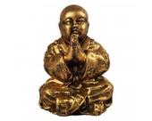 Estatua Buda Chinês Rezando Ouro Velho 8 cm monge sorte