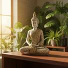 Estátua Buda Decorativo Meditando Resina Branco Ouro 20 Cm ! Branco Ouro